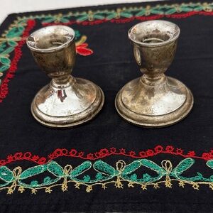 Preisner Elegant Sterling Silver weighted pair of vintage Candle Holders (mlb)